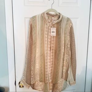 Free People Sheer Print Blouse Large NWT